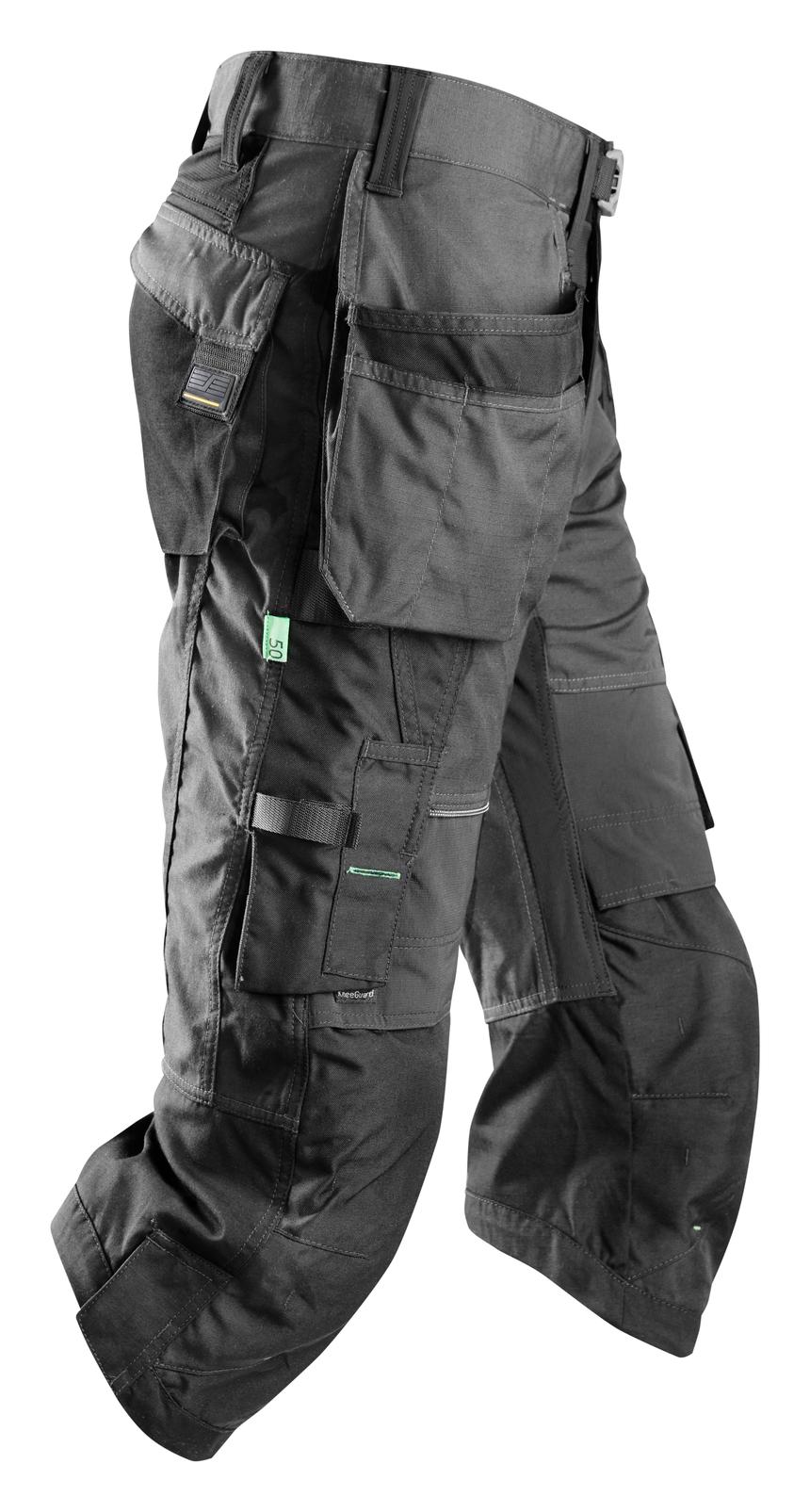 Snickers Workwear 6905 FlexiWork Ripstop Pirate Trousers + Holster Pockets - Steel Grey/Black