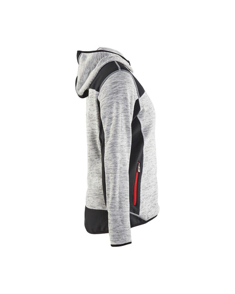 Blaklader 4931 Women's Knitted Hoodie Jacket - Grey Melange/Black/Red - Trusted Gear Company LLC