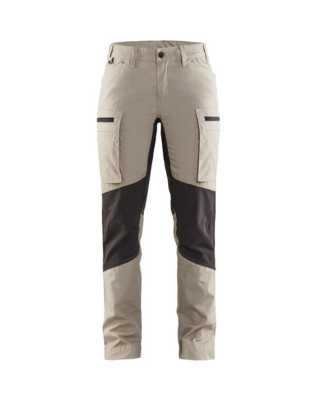Front view of Blaklader 7153 Women's Stretch Panel Service Pants in a narrow ergonomic fit with elastic waist.