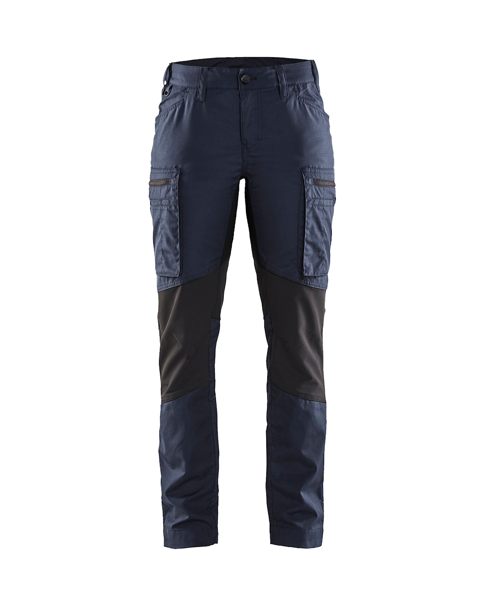 Front view of Blaklader 7153 Women's Stretch Panel Service Pants in a narrow ergonomic fit with elastic waist.