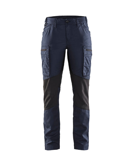 Front view of Blaklader 7153 Women's Stretch Panel Service Pants in a narrow ergonomic fit with elastic waist.