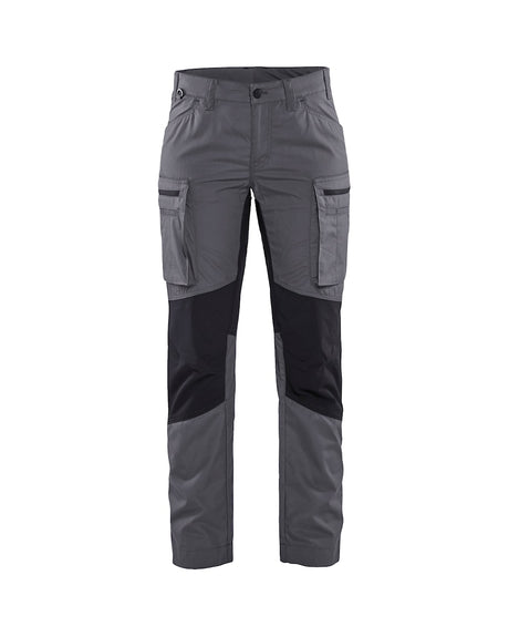 Front view of Blaklader 7153 Women's Stretch Panel Service Pants in a narrow ergonomic fit with elastic waist.