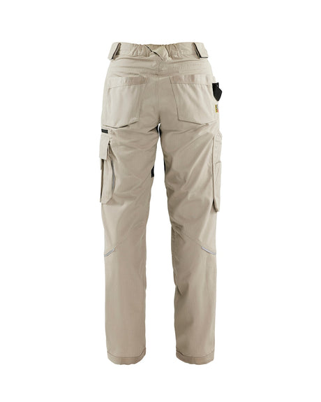 Back view of Blaklader 7169 women's utility pants highlighting the bellowed back pockets and reinforced leg hems.