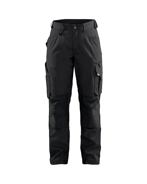 Front view of Blaklader 7169 women's ripstop work pants featuring floating nail pockets and a stretch-material gusseted crotch for mobility.