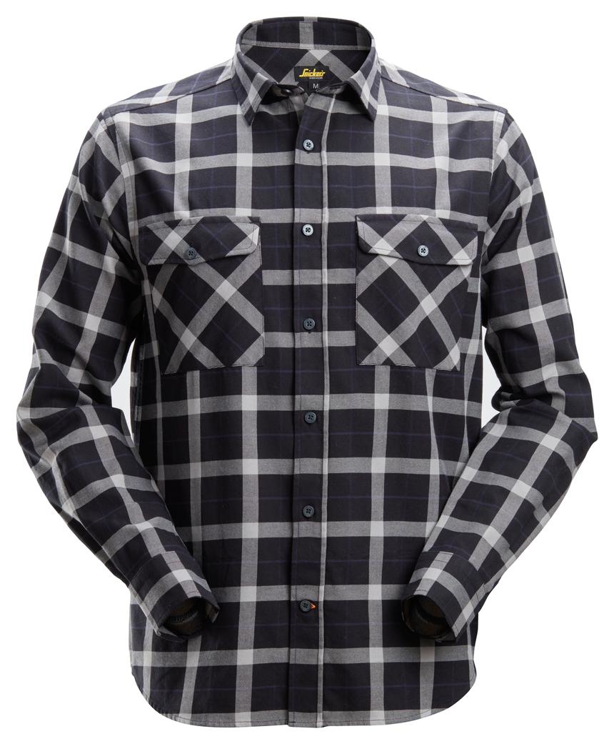 Snickers Workwear 8516 AllroundWork Flannel Checked Shirt - Black/Grey