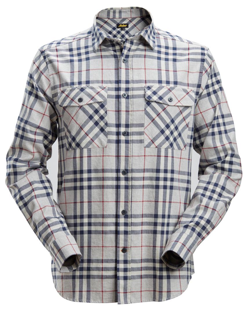 Snickers Workwear 8516 AllroundWork Flannel Checked Shirt - Ash/Chili Red