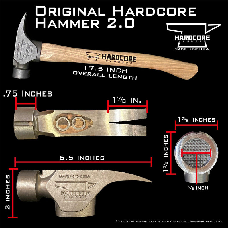 Hardcore Hammer 2.0 - Inset Waffle Face - Zombie Red/Black - Trusted Gear Company LLC
