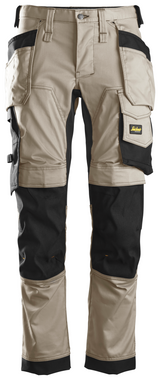 Snickers Workwear U6251 AllroundWork Stretch Loose Fit Work Pants + Holster Pockets - Khaki/Black