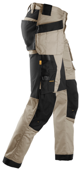 Snickers Workwear U6251 AllroundWork Stretch Loose Fit Work Pants + Holster Pockets - Khaki/Black